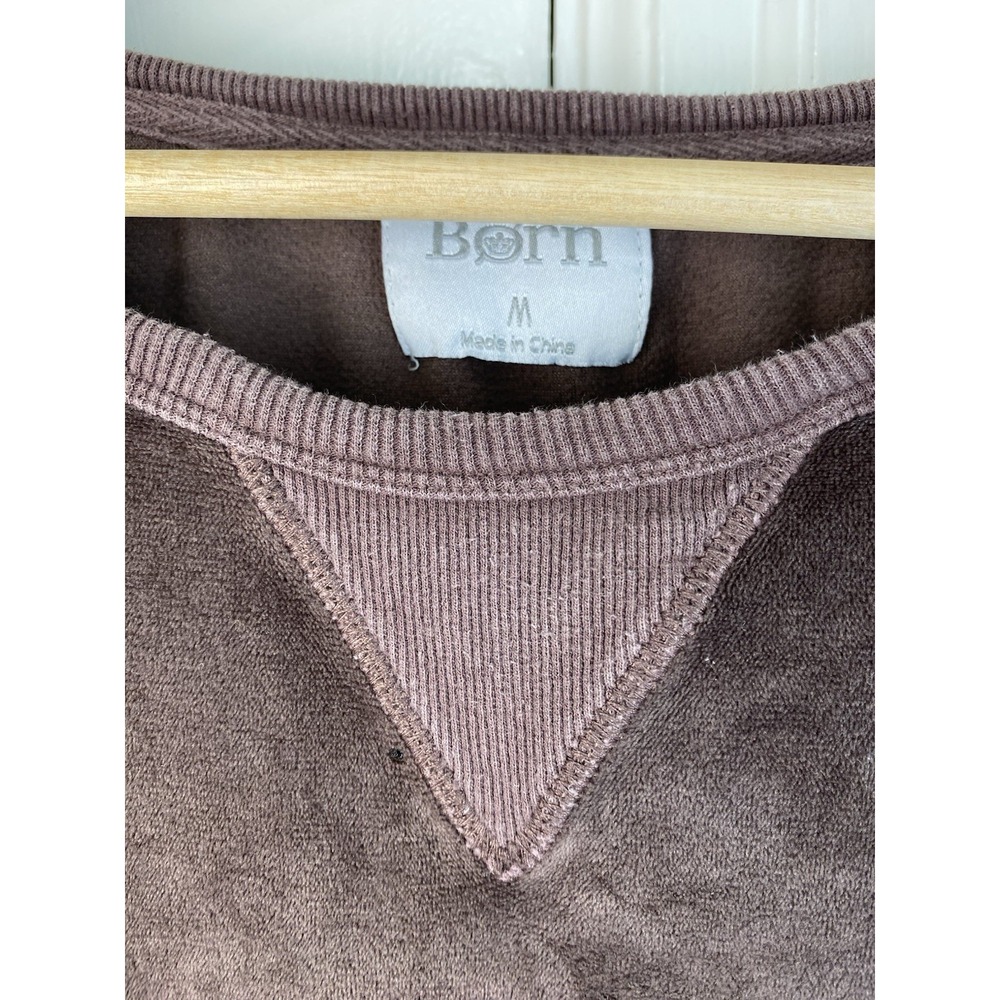 Born Women's M Soft Chocolate Brown Velour Long Sleeve Pullover Top - Picture 3 of 6